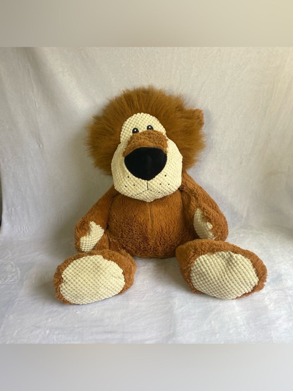 Pier 1 Conrad Brown Lion Plush 22" Stuffed Animal Textured Face Feet